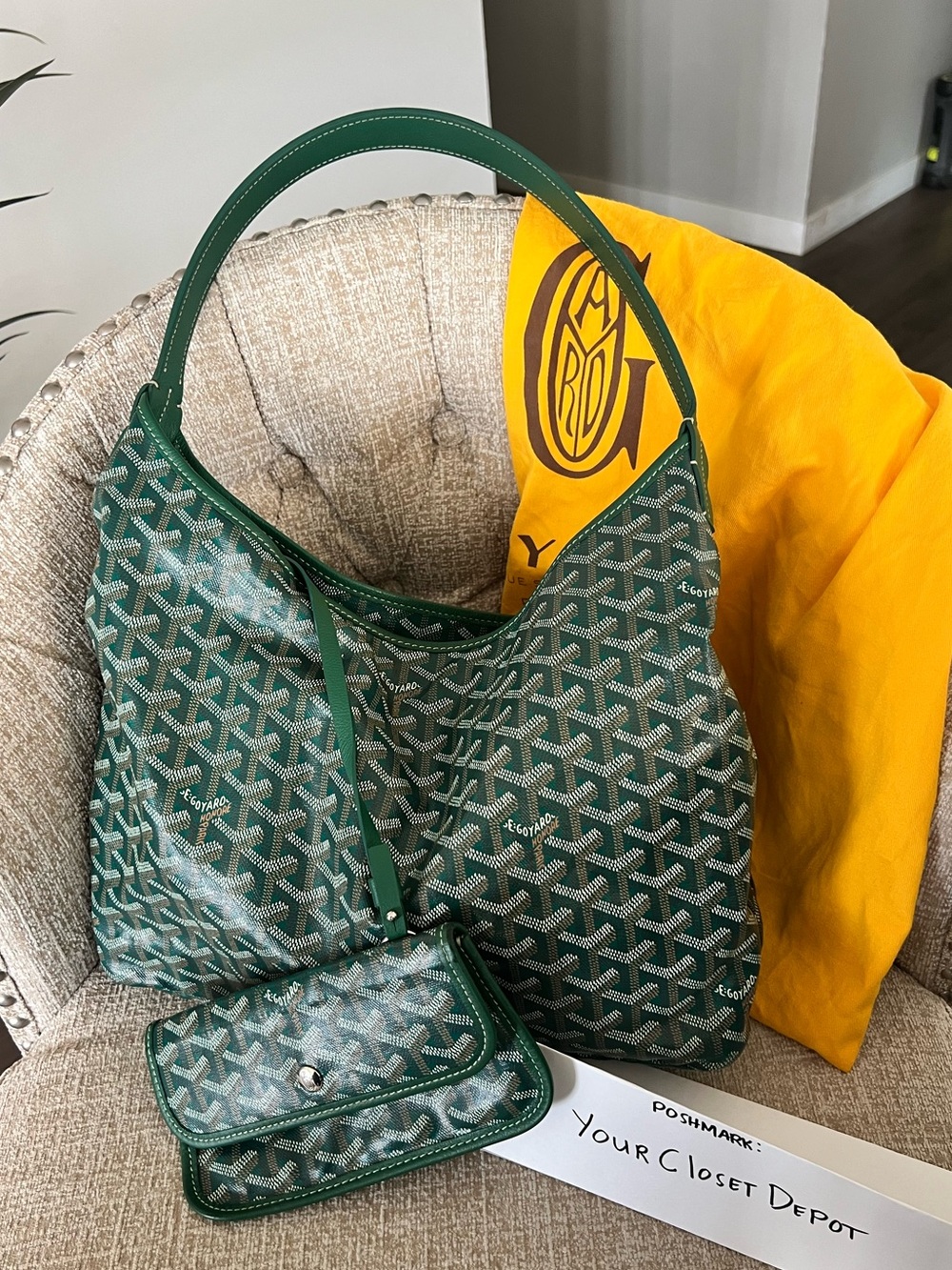 Authentic Goyard Boheme Hobo Tote Bag Green